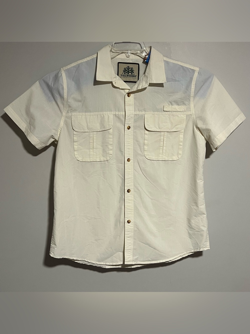 Tallwoods Men's Short-Sleeve Button Down Shirt in Cream